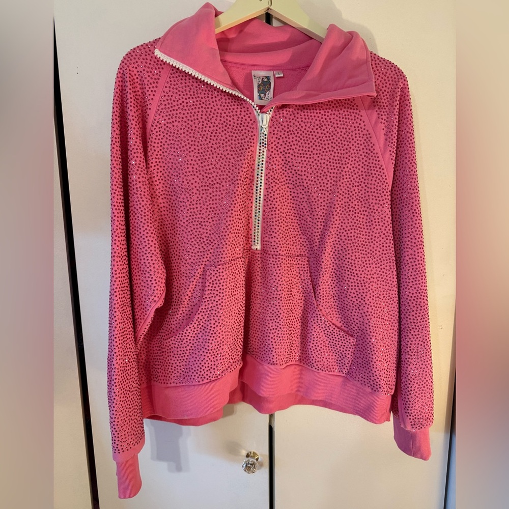 QOS Pink Rhinestone Sweatshirt